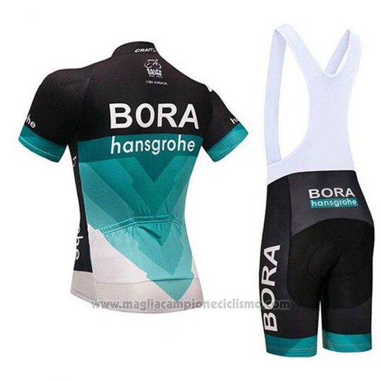 2018 Abbigliamento Ciclismo Bora Nero e Teal Manica Corta e Salopette